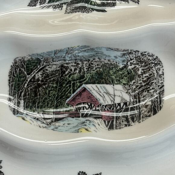 Johnson Bros Friendly Village Christmas Tree Candy Dish Holiday Decor Plate LG - Picture 3 of 10